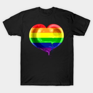 Rainbow Color Heart Paint LGBTQ Gay Lesbian Pride Month T-Shirt